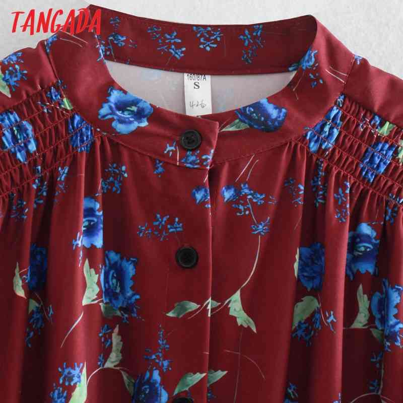 Fashion Women Flowers Print Shirt Ruffles Long Sleeve Office Ladies Mini Dress 2W78 210416