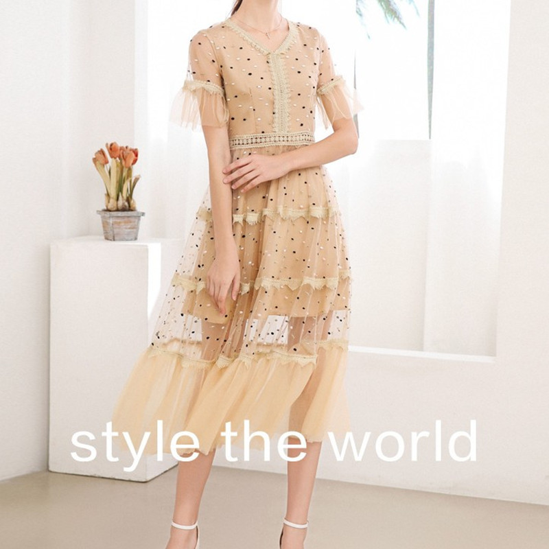 ZAWFL Elegant Polka Dot Embroidery Dress Women V-Neck Flare Sleeve Ruffles Holiday Tulle Mesh Female Summer Fairy 210525, Picture color
ZAWFL Elegant Polka Dot Embroidery Dress Women V-Neck Flare Sleeve Ruffles Holiday Tulle Mesh Female Summer Fairy 210525, Picture color