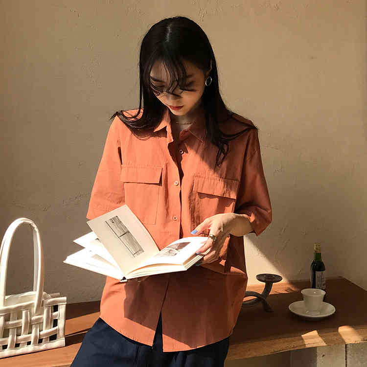 spring Vintage yellow Shirt female Oversize Tops Women short sleeve Girls Blouse Summer Plus Size Blouses femme Blusas 210423