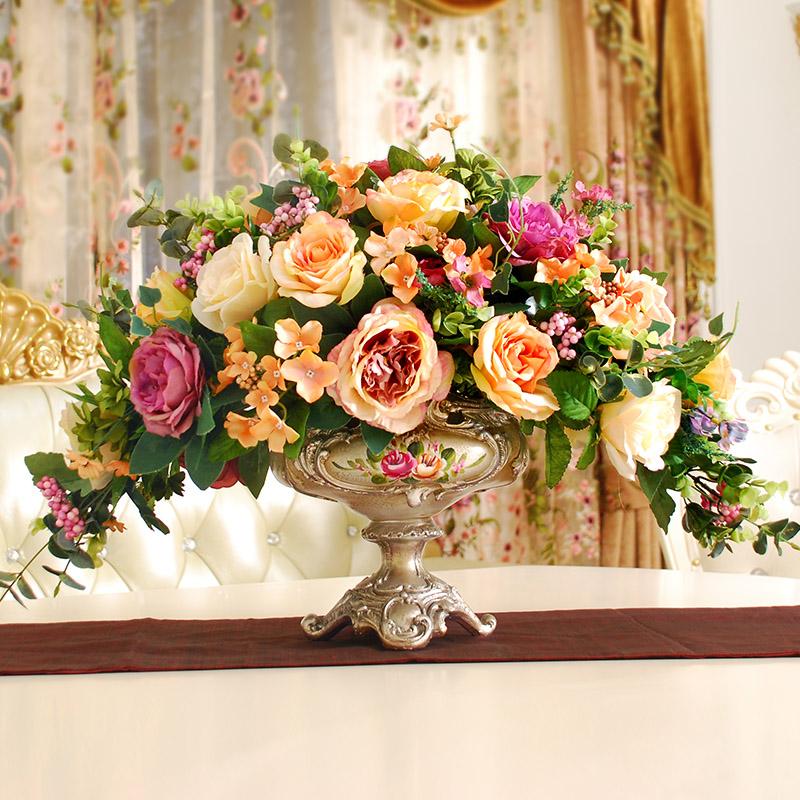 European Flower Simulation Table Setting Set The Living Room Decoration Flowers Are Whole Floral Suit Vases