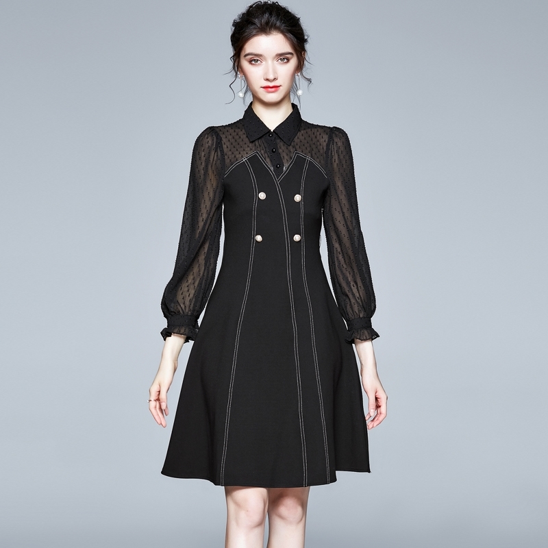 Women Autumn Fashion Runway Office Midi Dress Flare Sleeve Dot Chiffon Patchwork Elegant Bodycon Ladies Party Dresses 210603, Black
Women Autumn Fashion Runway Office Midi Dress Flare Sleeve Dot Chiffon Patchwork Elegant Bodycon Ladies Party Dresses 210603, Black