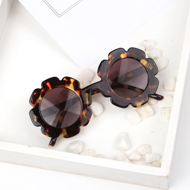 2021 Kids Round Shell Shape Sunglasses Children Fashion Cute Ripple Flower Sun glasses Leopard UV400 Girls Boys Baby Pink Eyewear Gift Z260305