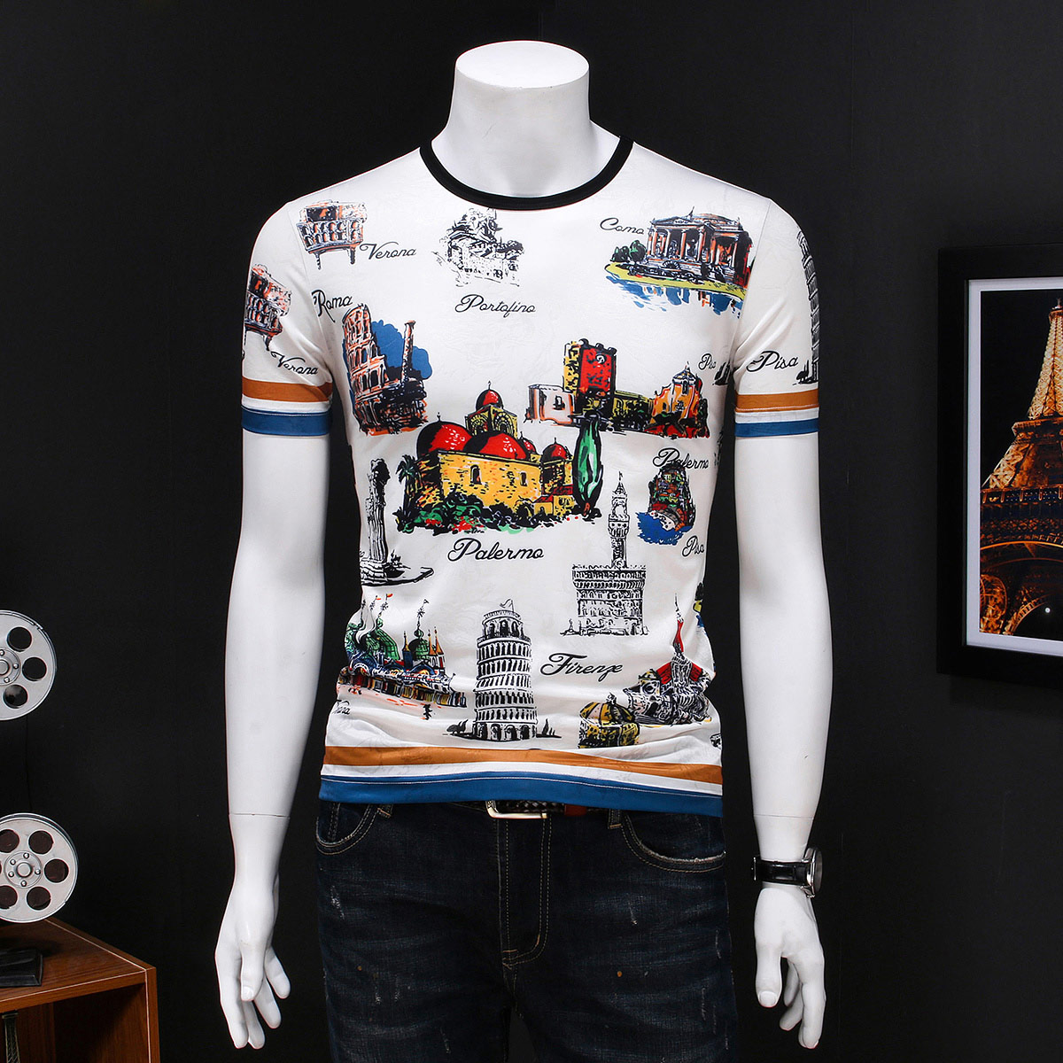 Summer personality short-sleeved t-shirt men's trend printed half-sleeved shirt 2020 new tide brand cotton T-shirt men's clothing, White;black
Summer personality short-sleeved t-shirt men's trend printed half-sleeved shirt 2020 new tide brand cotton T-shirt men's clothing, White;black