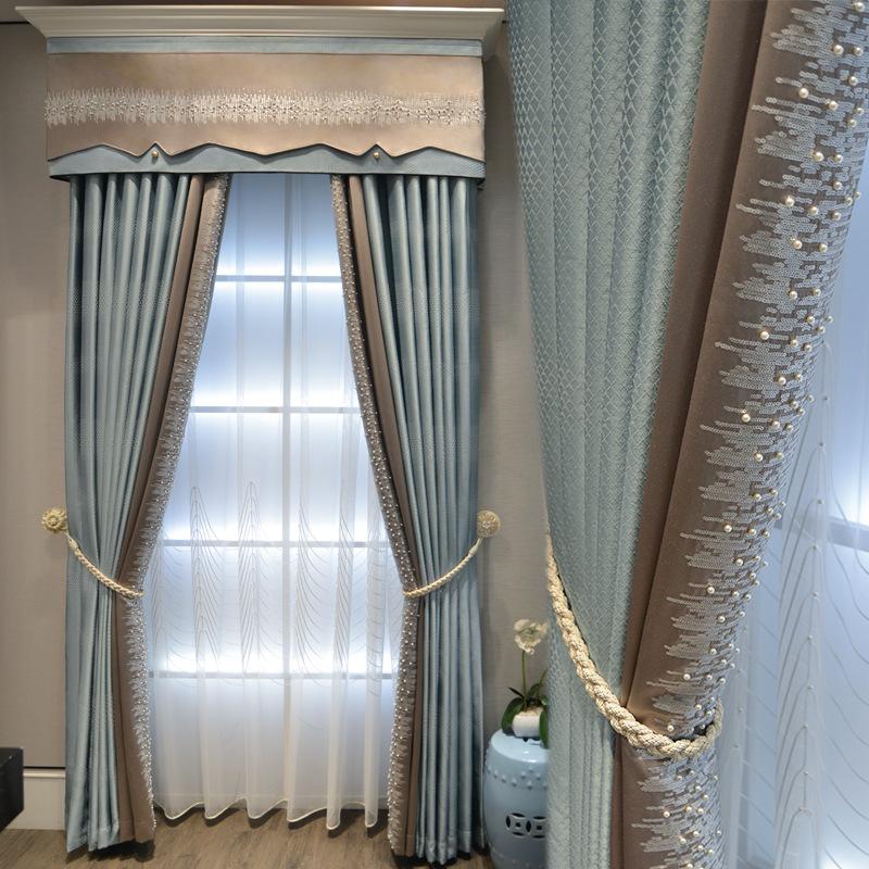 Curtain & Drapes Pearls Sequin Tulle For Living Room Luxury Blue Grey Stitching Chenille Blackout Thick Heavy Sliding Glass Door Drape 
Curtain & Drapes Pearls Sequin Tulle For Living Room Luxury Blue Grey Stitching Chenille Blackout Thick Heavy Sliding Glass Door Drape
