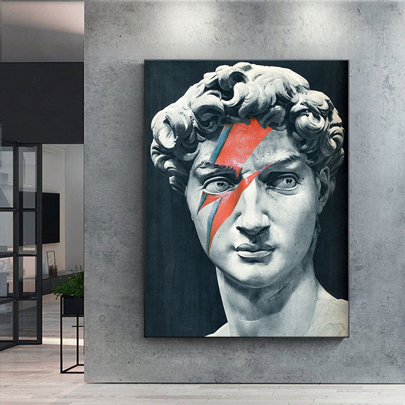 Black White Sculpture of David Canvas Paintings on the Wall Art Posters And Prints Wall Art Canvas Pictures For Living Room