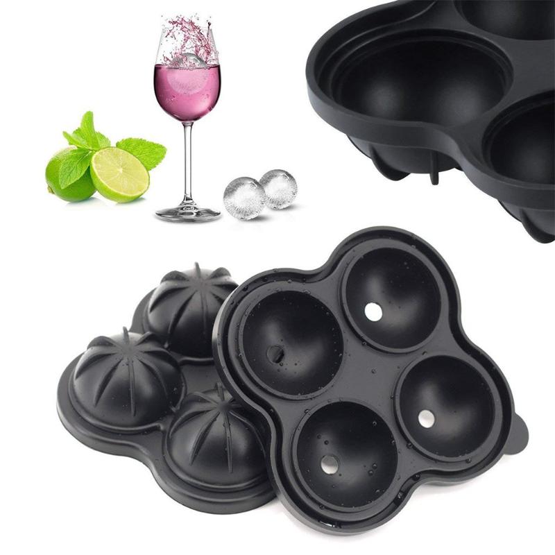Black 4 Hole Whiskey Ice Cube Maker Ball Mold Mould Brick Round Bar Accessiories High Quality Color Kitchen Tools Baking Moulds