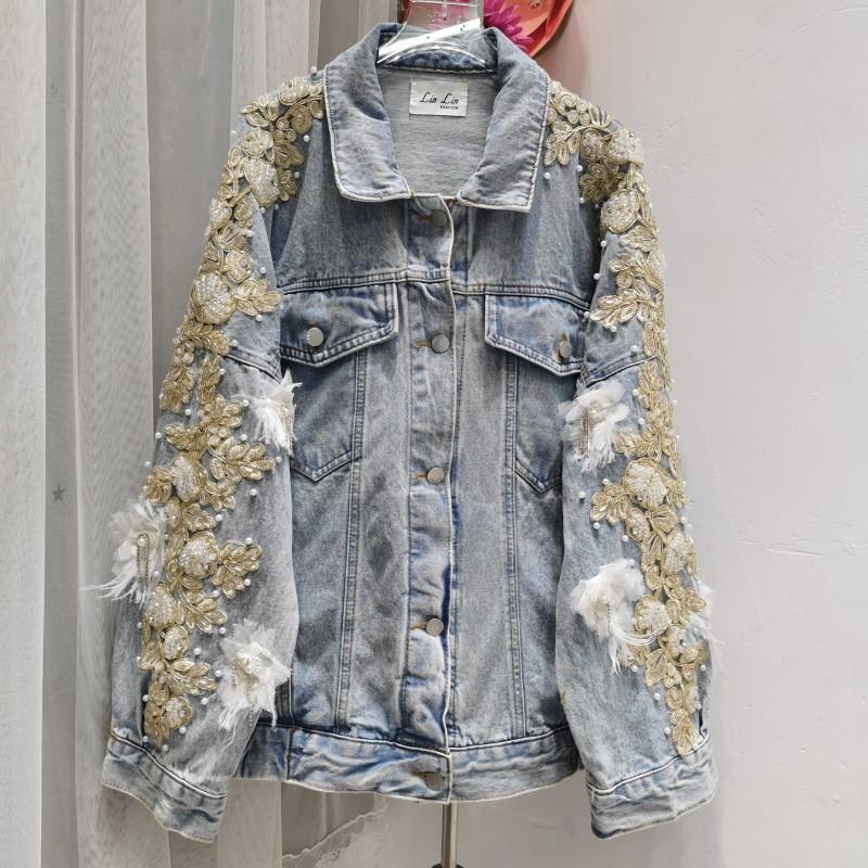 Women's Jackets European Station Heavy Industry Embroidered Beaded Jeans Jacket Loose Spring 2021 Versatile Top Fashion, Black;brown
Women's Jackets European Station Heavy Industry Embroidered Beaded Jeans Jacket Loose Spring 2021 Versatile Top Fashion, Black;brown