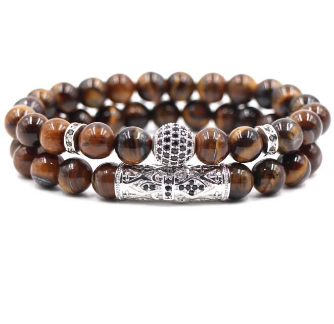 pc/set Natural tiger eye pearl beads bracelet set, jewelry for men and women, elastic material Wrist Strap accessories Gift GC203