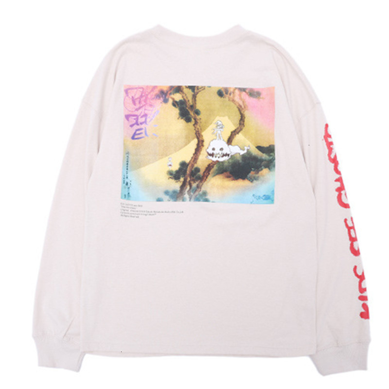 Men's T-Shirts Hip Hop P Kanye West KIDS SEE GHOSTS T-shirt Men Women Pullover Long sleeve shirt Murakami Takashi watercolor printing Tee Y75B