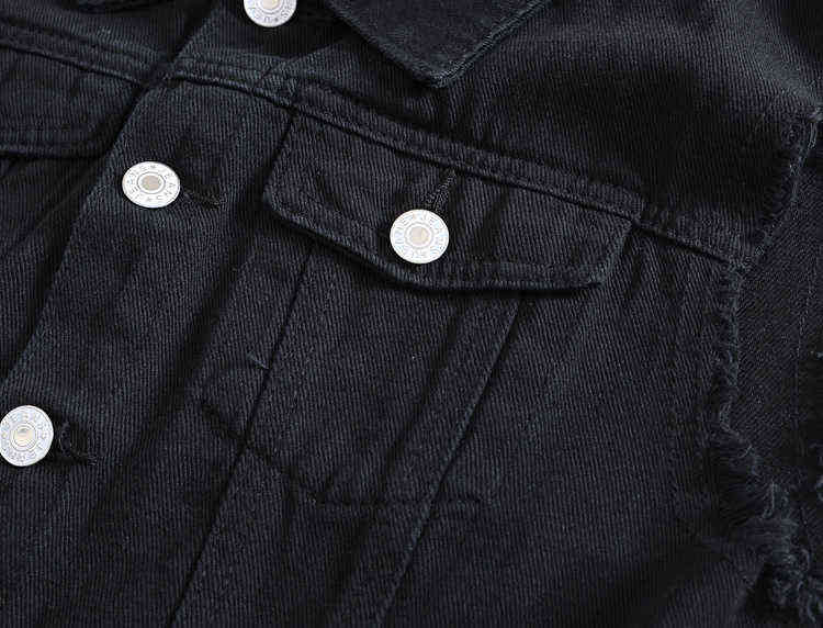 Men's Fashion Casual Black Hooded Sleeveless Vest Denim Vest Jacket Street Punk Style Denim Vest Multiple Size Options M-6XL 211119
