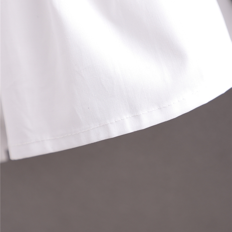 Elegant Women Turn Down Collar Shirts Fashion Ladies Solid White Tops Streetwear Female Chic Elastic Waist Blouses 210430