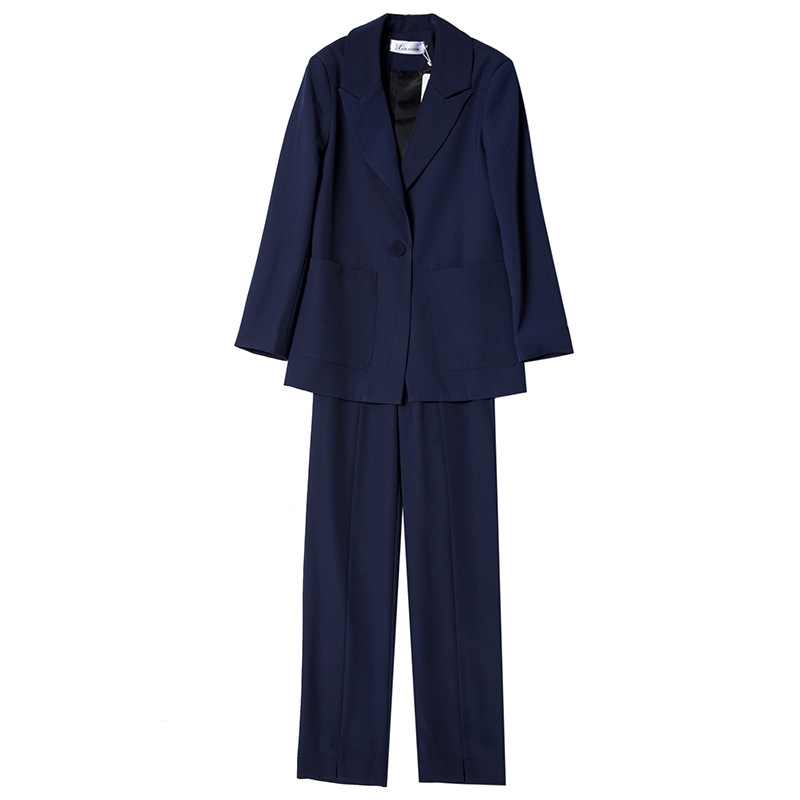 Casual office lady suit pants autumn solid color large pocket women' High quality fashion trousers Two-piece sets 210527
Casual office lady suit pants autumn solid color large pocket women' High quality fashion trousers Two-piece sets 210527