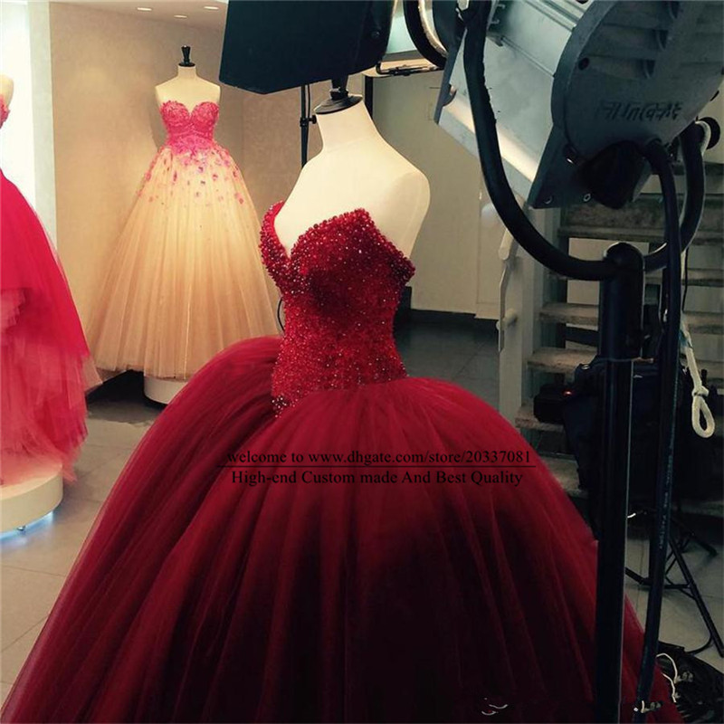 Quinceanera Dresses 2021 Crystal Beading Princess Sweetheart Party Prom Formal Ball Gown Lace Up Tulle Vestidos De 15 Anos Q26