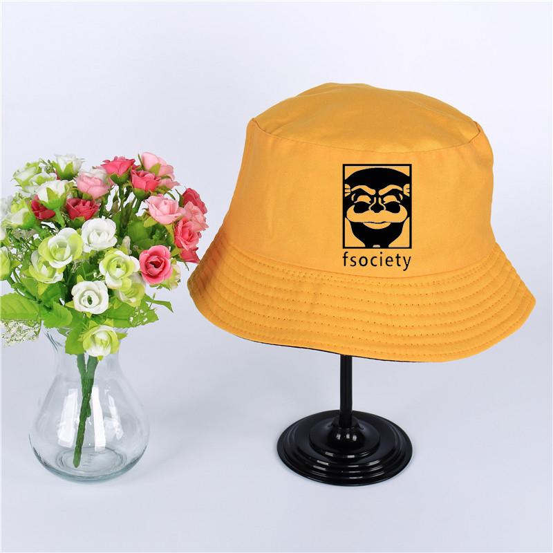 Cloches Mr Robot Fsociety Logo Summer Hat Women Mens Panama Bucket Design Flat Sun Visor Fishing Fisherman