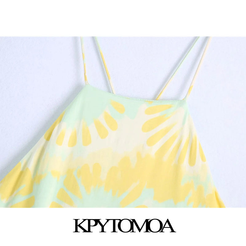 Women Chic Fashion Printed Halter Neck Mini Dress Backless Zipper Thin Straps Lining Female Dresses Mujer 210420