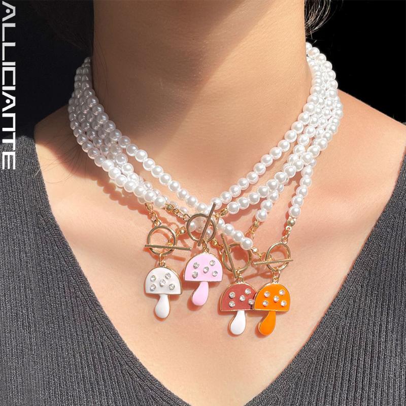Chokers Boho Candy Crystal Mushroom Pendant Pearl Beaded Necklace For Women OT Buckle White Imitation Choker Y2K Jewelry
Chokers Boho Candy Crystal Mushroom Pendant Pearl Beaded Necklace For Women OT Buckle White Imitation Choker Y2K Jewelry