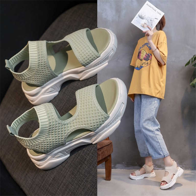 New Summer Women's Chunky Sandals Mesh Thick Bottom White Shoes 5cm Wedges Platform Trend Women Sandals Lovely Girl Beach Shoes Y0721, Beige
New Summer Women's Chunky Sandals Mesh Thick Bottom White Shoes 5cm Wedges Platform Trend Women Sandals Lovely Girl Beach Shoes Y0721, Beige