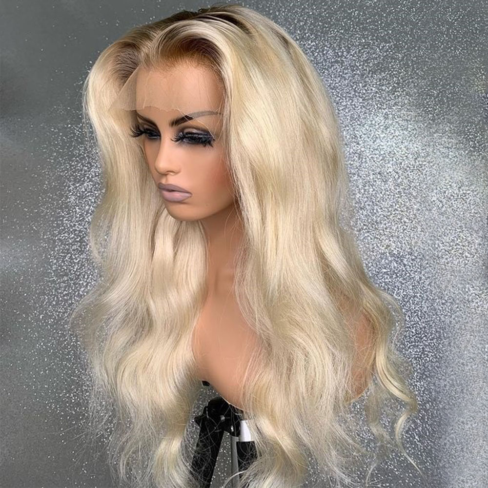613 Blonde Lace Front Wig Synthetic Hair With Dark Roots Long Loose Wave Natural Daily/Cosplay Wigs for Women