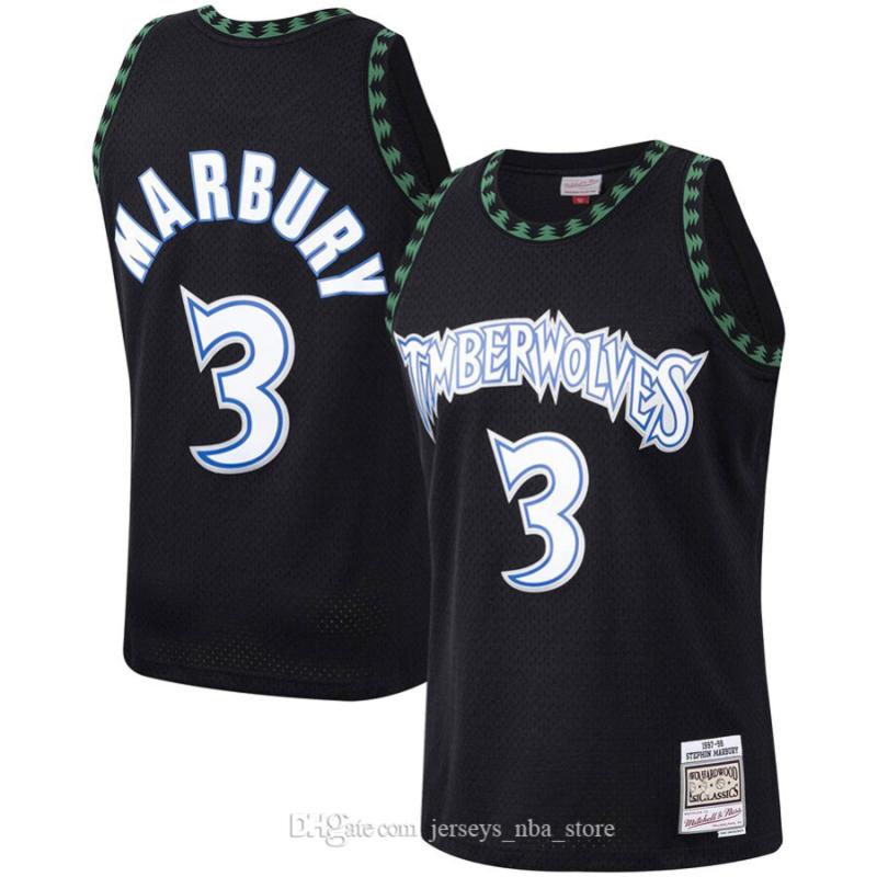 Men Minnesota Timberwolves 3 Stephon Marbury Mitchell & Ness Black 1997-98 Hardwoods Classics Swingman Player Jersey, Black;red
Men Minnesota Timberwolves 3 Stephon Marbury Mitchell & Ness Black 1997-98 Hardwoods Classics Swingman Player Jersey, Black;red
