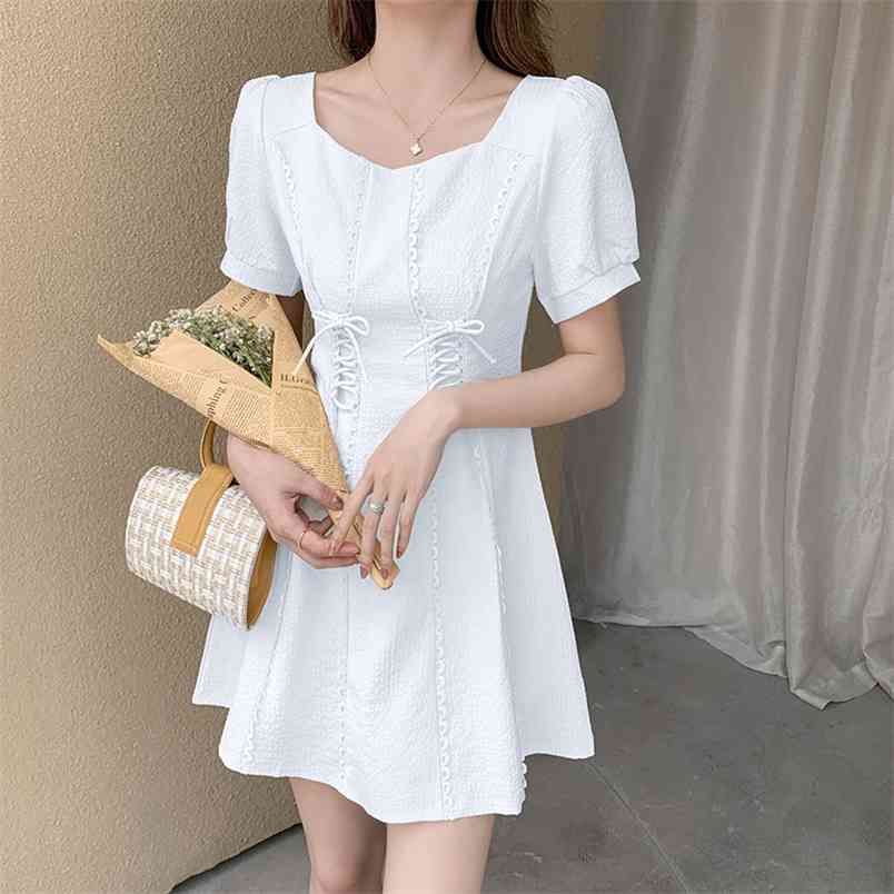 Women Dresses Summer French Sweet Temperament Female Retro Cross Lace Up White Casual Dress Vestidos 210519, Photo color
Women Dresses Summer French Sweet Temperament Female Retro Cross Lace Up White Casual Dress Vestidos 210519, Photo color