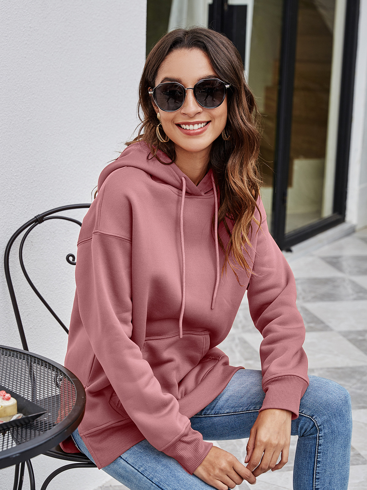 Women's Hoodies Sweatshirts Europe and the United States 2021 autumn winter new split front short back long sweater