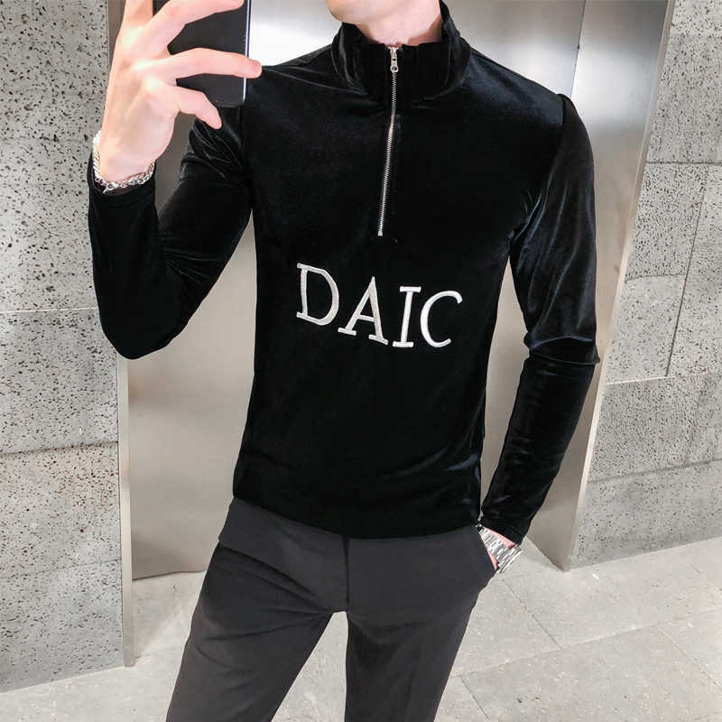 Luxury T Shirt Men Long Sleeve Velvet Undertshirts Turtleneck Casual Slim Fit Men Tshirt Mens Club Social Top Tees Streetwear 210527, Black
Luxury T Shirt Men Long Sleeve Velvet Undertshirts Turtleneck Casual Slim Fit Men Tshirt Mens Club Social Top Tees Streetwear 210527, Black