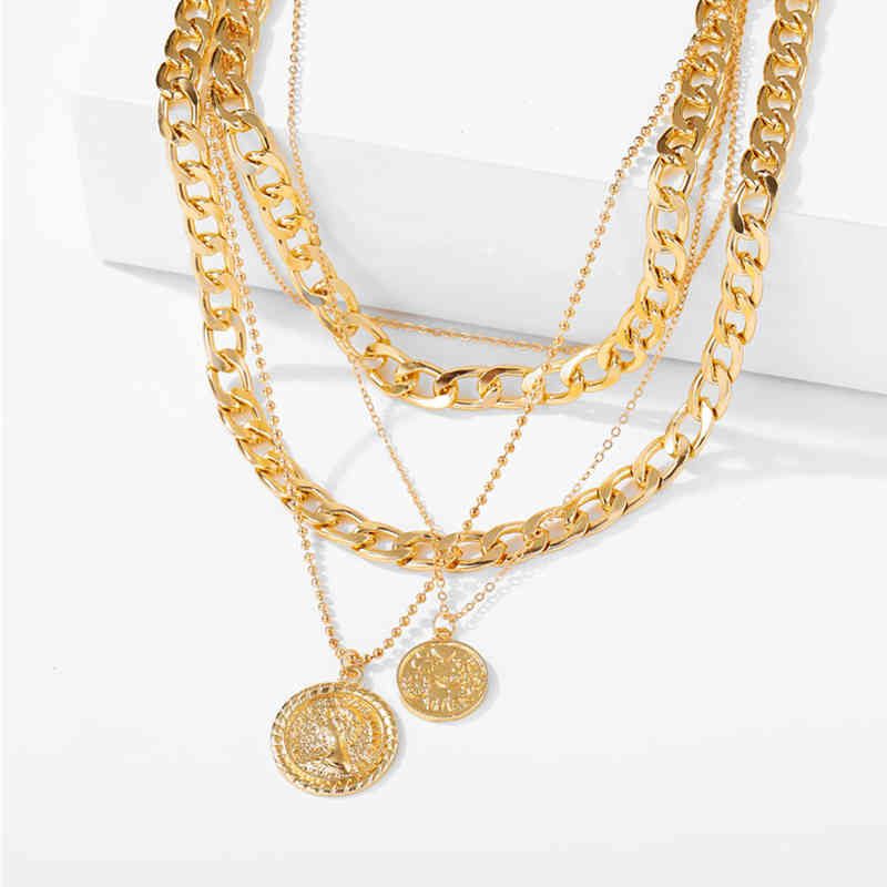 Gothtic Gold Lock Chunky Chain Necklace For Women Men Big Chains Unlockable Locks Key Pendant Necklaces Exaggerated Jewelry