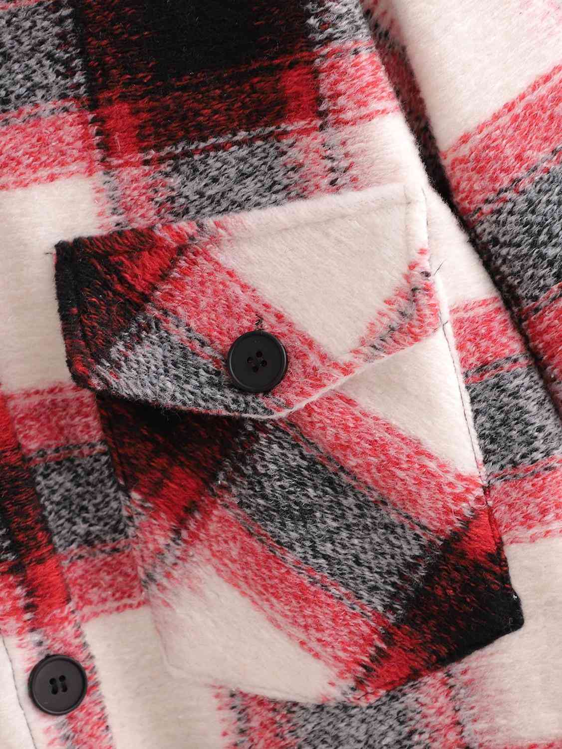 Winter Gingham Check Plaid Coat Oversize Style Women Front Pockets Loose Long Lapel Woolen Jacket 210429