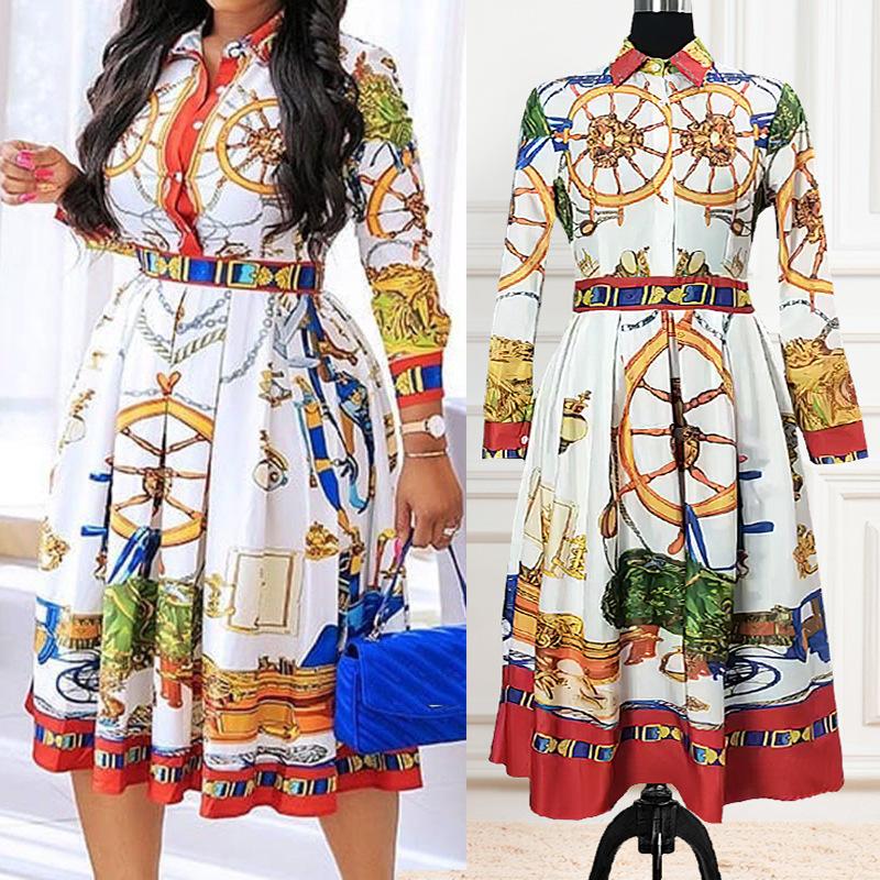 Casual Dresses Autumn Fall Lapel Mid-Calf High Waist Dress Big Plus Size Geometric Printed Elegant Office Ladies Tunic Pleated Midi, White
Casual Dresses Autumn Fall Lapel Mid-Calf High Waist Dress Big Plus Size Geometric Printed Elegant Office Ladies Tunic Pleated Midi, White