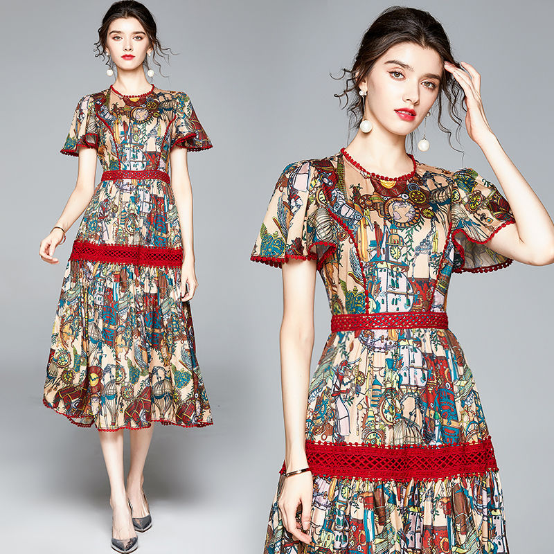 Luxury Chic Printed A-Line Dress Runway 2021 Designer Sweet Short Sleeve Crew Neck Business Prom Office Ladies Pleated Dresses Summer Autumn, Black;gray
Luxury Chic Printed A-Line Dress Runway 2021 Designer Sweet Short Sleeve Crew Neck Business Prom Office Ladies Pleated Dresses Summer Autumn, Black;gray