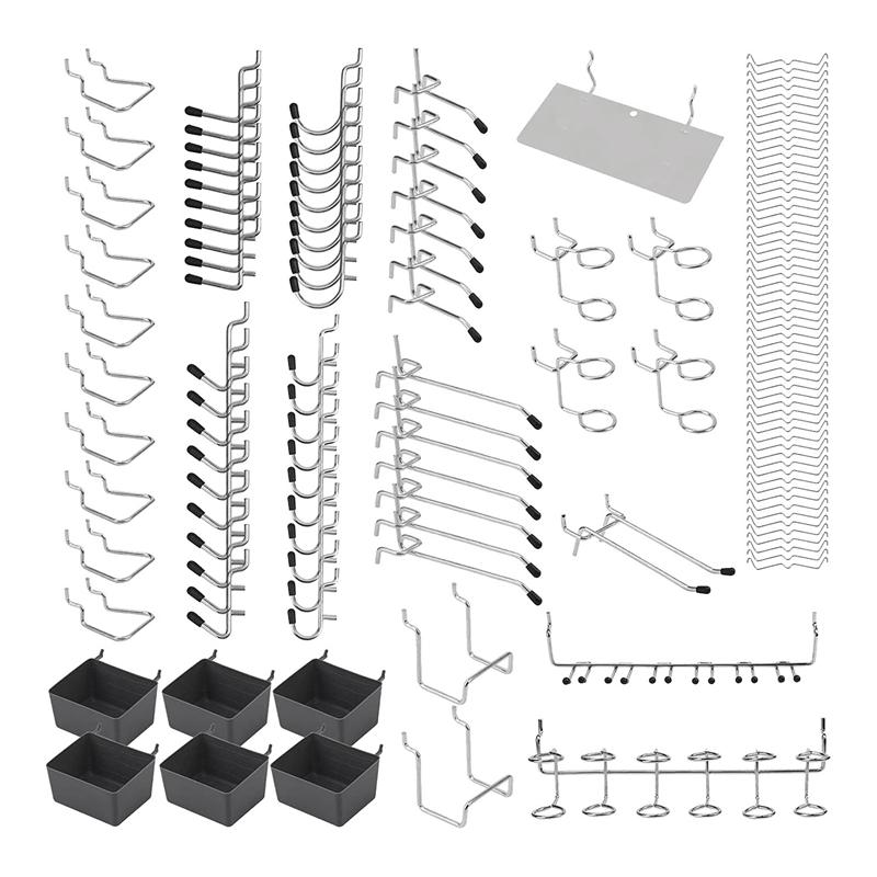 Hooks & Rails Pegboard 140PCS,with Bins,Pegboard Wall Hooks,Tool Organizer Kit For Kitchen Craft Room Accessories