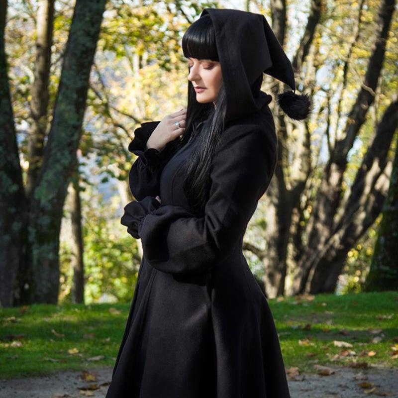 Ruibbit Gothic Vintage Black Hoodies Dress Goth Punk High Waist Zipper Long Sleeve Mini Streetwear Grunge Women Dresses Casual