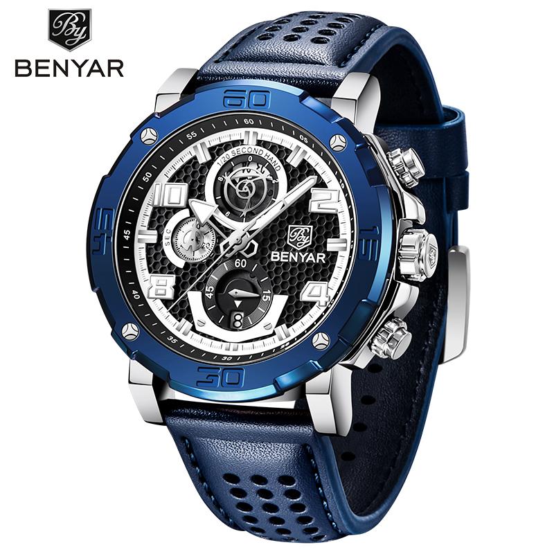 Wristwatches BENYAR Men Watches Fashion Blue Stainless Steel Waterproof Sports Watch Luxury Luminous Date Chronograph Quartz Clock
Wristwatches BENYAR Men Watches Fashion Blue Stainless Steel Waterproof Sports Watch Luxury Luminous Date Chronograph Quartz Clock