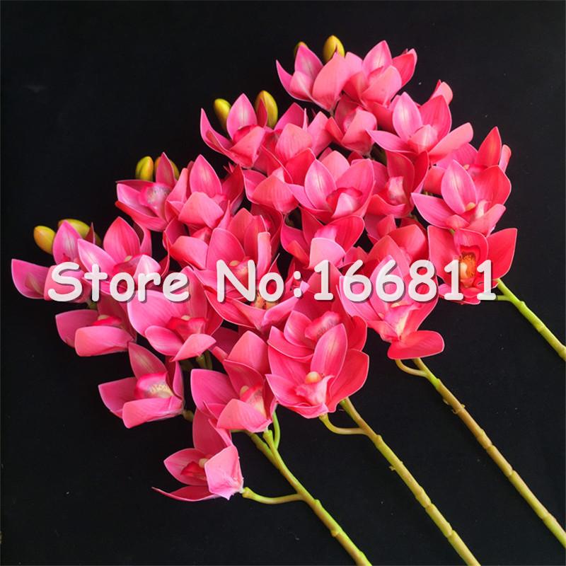 4p Artificial Latex Cymbidium Orchid Flowers 10 Heads Real Touch Good Quality Phalaenopsis For Wedding Decorative Flower & Wreaths