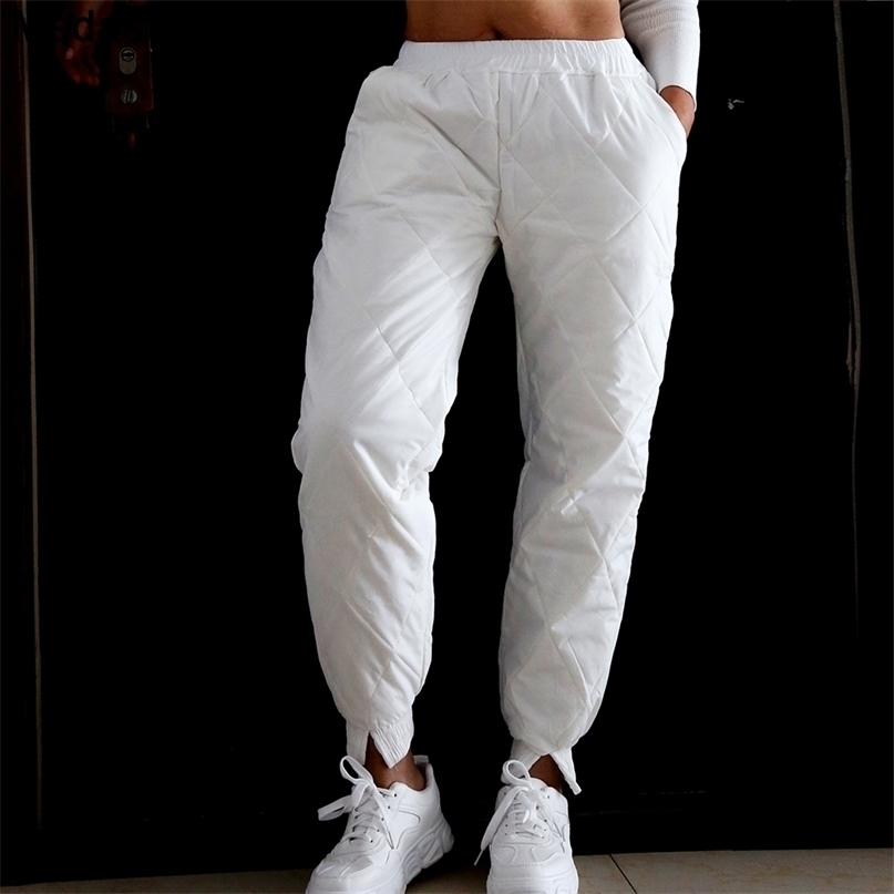 Winter Down Pants Women Warm Soft Thick Female High Waist Plus Size Casual Pant Windproof Outdoor Sportswear Ladies Trousers 211115
