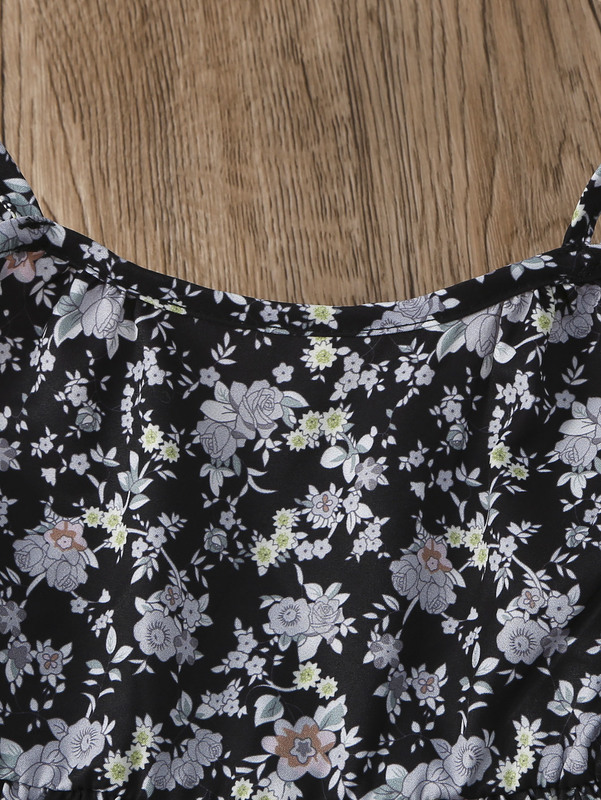 Toddler Girls Floral Print Tie Shoulder Cami Dress SHE