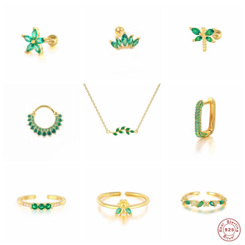 Bracelet, Earrings & Necklace GS 925 Sterling Silver Green Zircon Series Dragonfly Flower Stud Crystal Rings Piercing Cartilage Ear Studs, Black
Bracelet, Earrings & Necklace GS 925 Sterling Silver Green Zircon Series Dragonfly Flower Stud Crystal Rings Piercing Cartilage Ear Studs, Black