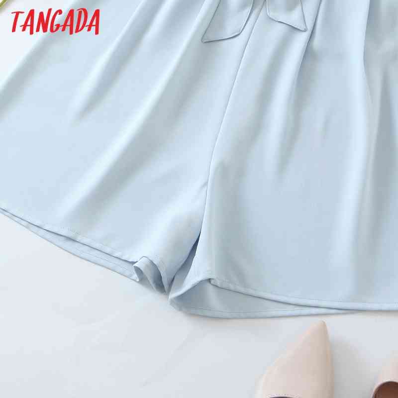 Women Vintage Blue Summer Playsuits Spaghetti Strap Rompers Ladies Casual Chic Overalls QW61 210416