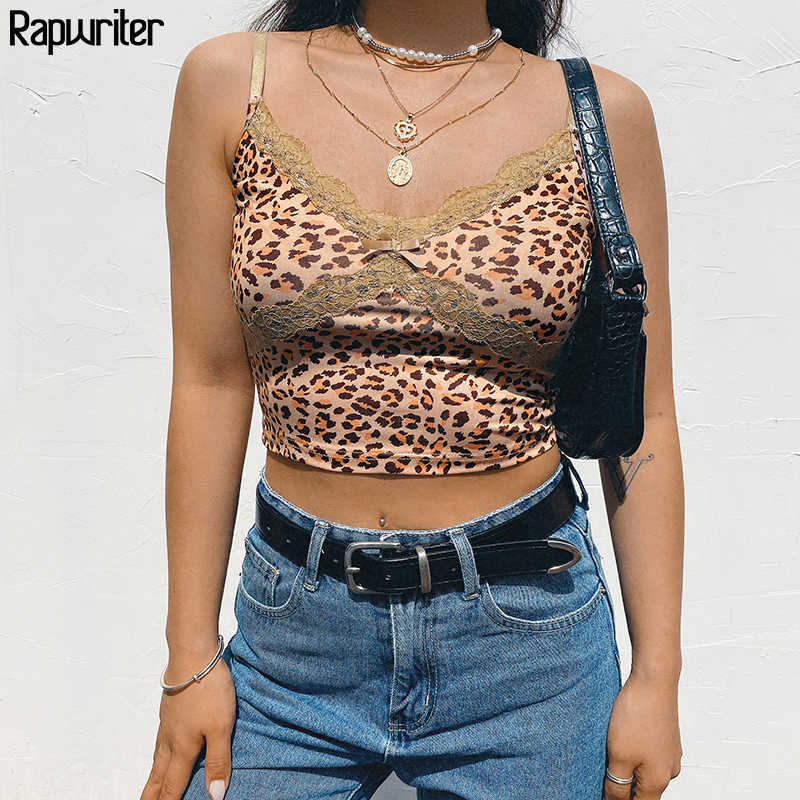 Rapwriter Vinrtage Lace Patckwork V Neck Milk Cow Print Strap Crop Tops Women Blackless Short Sexy Summer Tank Top Bow cami 210625