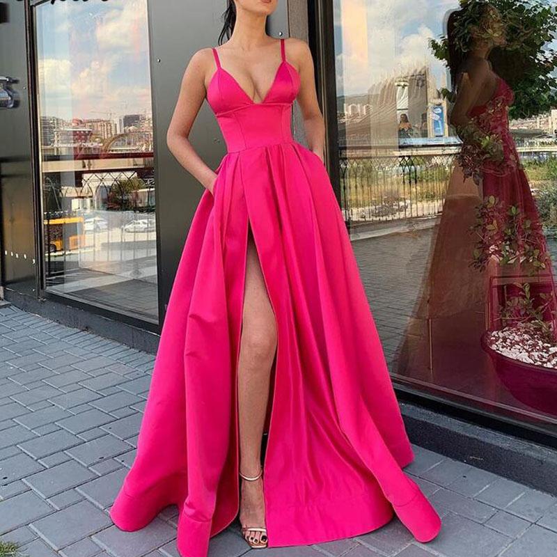 Party Dresses Spaghetti Strap Fuchsia Satin High Slit Long Prom Dress 2021 Plus Size Girls A Line Vestidos De Graduacion Formal, Beige
Party Dresses Spaghetti Strap Fuchsia Satin High Slit Long Prom Dress 2021 Plus Size Girls A Line Vestidos De Graduacion Formal, Beige