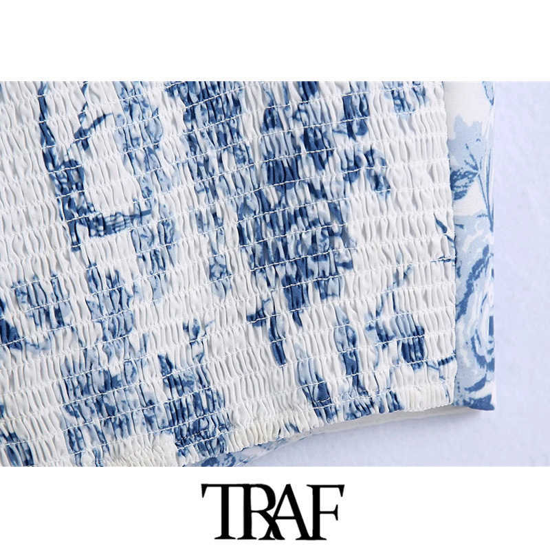 TRAF Women Fashion Floral Print Cropped Tank Tops Vintage Backless Elastic Wide Straps Female Camis Mujer 210625