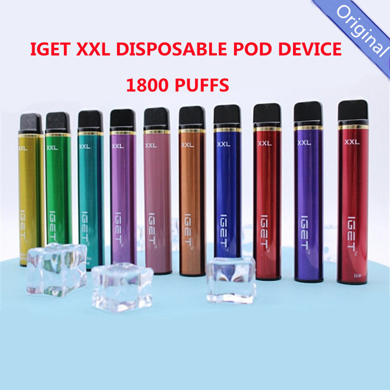 Authentic Iget XXL Disposable E cigarettes Pod Device Kit 1800 Puffs 950mAh Battery 7ml Prefilled Cartridge Vape Pen VS Shion Plus Bang Gunnpods
Authentic Iget XXL Disposable E cigarettes Pod Device Kit 1800 Puffs 950mAh Battery 7ml Prefilled Cartridge Vape Pen VS Shion Plus Bang Gunnpods