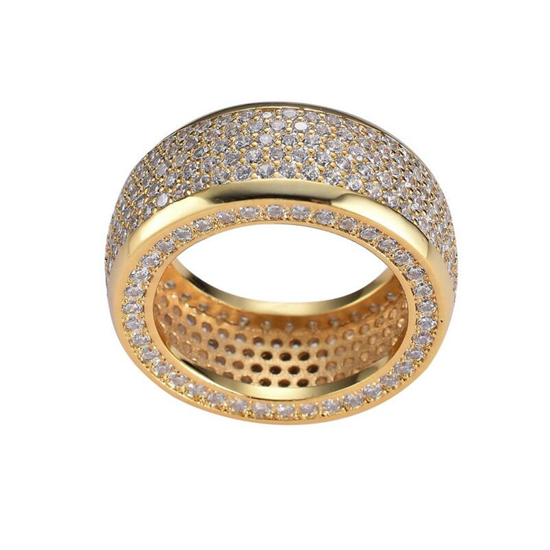 Hip Hop Luxury Male Jewelry 10KT White Gold Fill Pave 5 Rows White Sapphire CZ Diamond Gemstones Eternity Circle Statement Women Wedding Engagement Ba