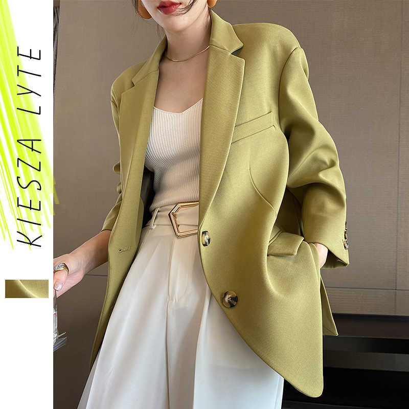 Fashion Suit Jacket for Women Spring Autumn Long Sleeve Casual Loose Solid Green Blazer Work Wear Outwear 210608
Fashion Suit Jacket for Women Spring Autumn Long Sleeve Casual Loose Solid Green Blazer Work Wear Outwear 210608