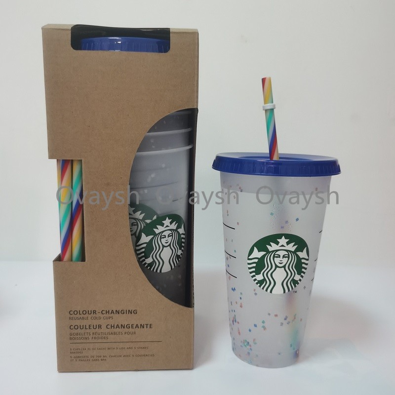 5pcs 24OZ/710ml Starbucks Rainbow cups Plastic Tumbler Reusable Clear Drinking Flat Bottom Cup Pillar Shape Lid Straw Mug Bardian, Customize
5pcs 24OZ/710ml Starbucks Rainbow cups Plastic Tumbler Reusable Clear Drinking Flat Bottom Cup Pillar Shape Lid Straw Mug Bardian, Customize
