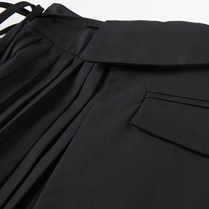 Nomikuma Irregular Patchwork Pleated Women Skirt Causal Lace Up High Waist Korean Elegant Skirts Faldas Mujer Moda 6F565 210427