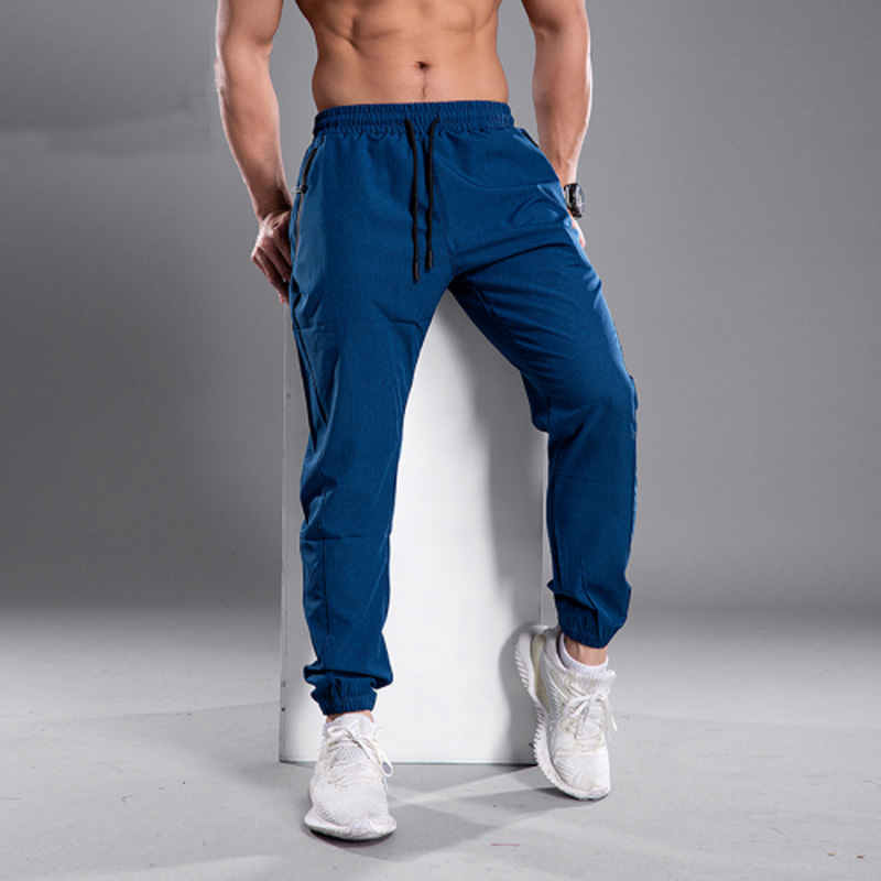 Men Running Pants Soccer Training = With Zipper Pockets Jogging Fitness Gym Pants Workout Sport Pants