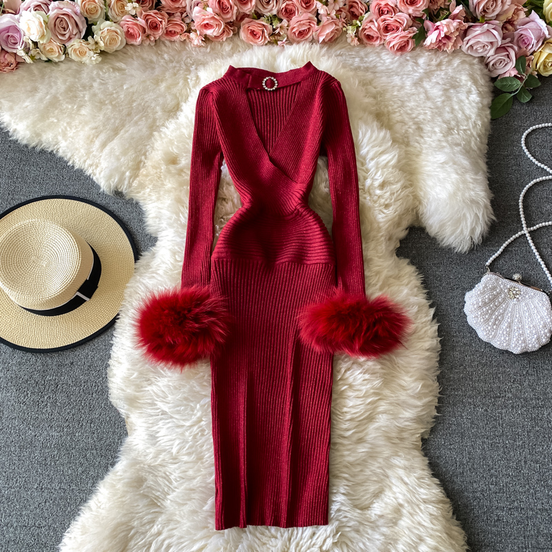 Autumn Winter Women Shining Knitted Sweater Dress Hollow Out V-neck Halter Bodycon Dress Red Christmas Party Dress, Black;gray
Autumn Winter Women Shining Knitted Sweater Dress Hollow Out V-neck Halter Bodycon Dress Red Christmas Party Dress, Black;gray