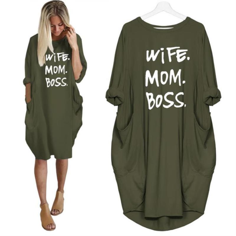 Casual Dresses 2021 Fashion T-Shirt Dress For Women Pocket WIFE MOM Letters Print Midi Female Harajuku Punk Plus Size Summer, Black
Casual Dresses 2021 Fashion T-Shirt Dress For Women Pocket WIFE MOM Letters Print Midi Female Harajuku Punk Plus Size Summer, Black