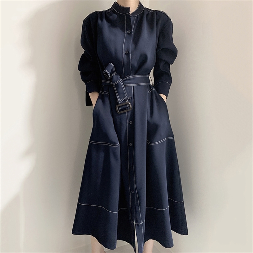 Spring Autumn Women Trench Coat Simple Korean Fashion Full Sleeve Single Breasted Sash Lace up Casual Work Wear Long Windbreaker 210603, Navy blue
Spring Autumn Women Trench Coat Simple Korean Fashion Full Sleeve Single Breasted Sash Lace up Casual Work Wear Long Windbreaker 210603, Navy blue